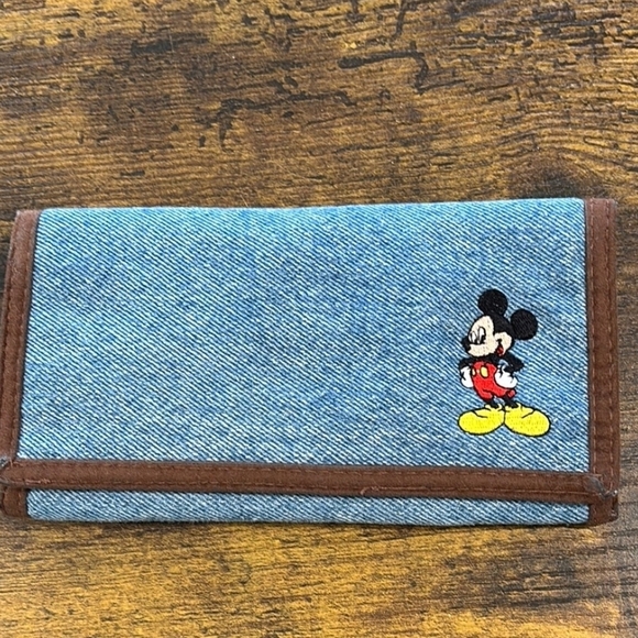 Disney Handbags - Vintage Disney Mickey Mouse Blue Denim Wallet